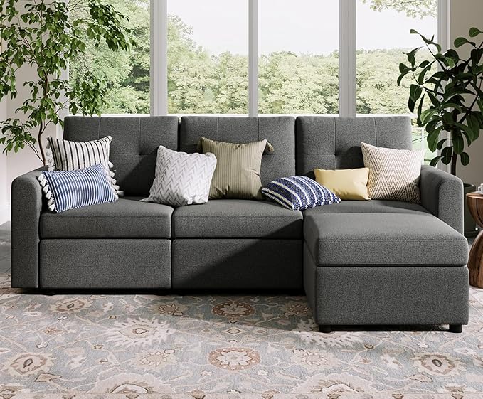 Photo 1 of LINSY HOME Modular Sectional Sofa Oversized, Rubik III Removable Cover Living Room Couches with Storage Deep Seat & Ottoman Chaise L/U Shaped Sofa Modern Couch (Dark Grey, 3 Seats & 1 Ottoman)