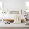 Photo 1 of Eudora White Wood Frame Upholstered Queen Platform Bed with Channel Tufting Queen Bed Frame and Headboard
