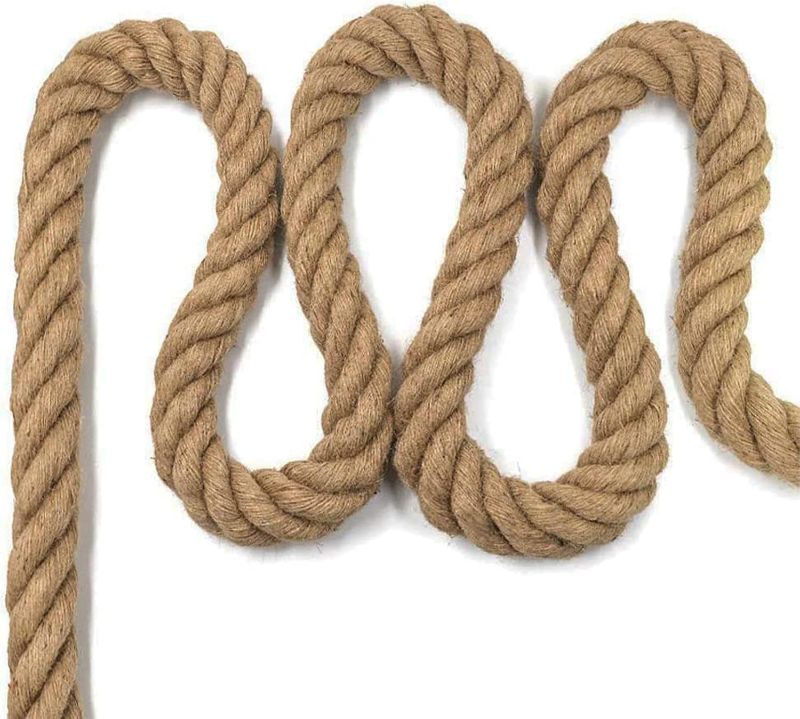 Photo 1 of Aoneky Natural Jute Rope 1 1/2" x 96ft - 4 Strand Twisted Hemp Rope for Crafts, Cat Scratching Post, DIY Home Decor, Macrame, Hammock & Nautical Projects, Brown
