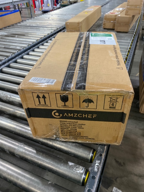 Photo 1 of AMZCHEF Double Induction Cooktop with Removable Griddle Pan Non-stick, 1800W 2 burner Portable Induction Stove With Sensor Touch 9 Power Levels, 99 Min Timer, Iron Grey