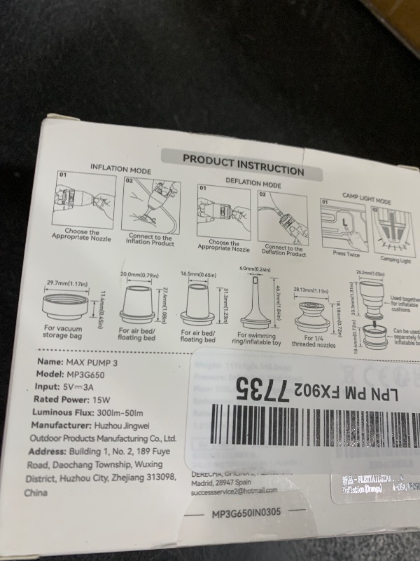 Photo 1 of FLEXTAILGEAR Air Pump for Inflatables Max Pump 3, 5Kpa Portable Air Pump, 500L/min Air Mattress Pump with Camping Light,Portable Inflator for Inflatable Pillows Swim Rings Air Mattresses Air Bed Boats