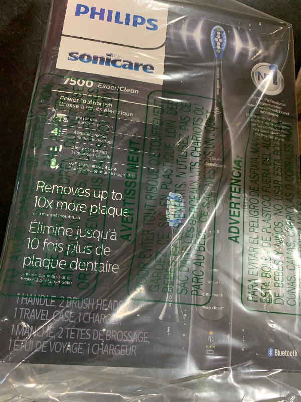 Photo 1 of Philips Sonicare ExpertClean 7500 Black, Rechargeable Electric Power Toothbrush, HX9690/05