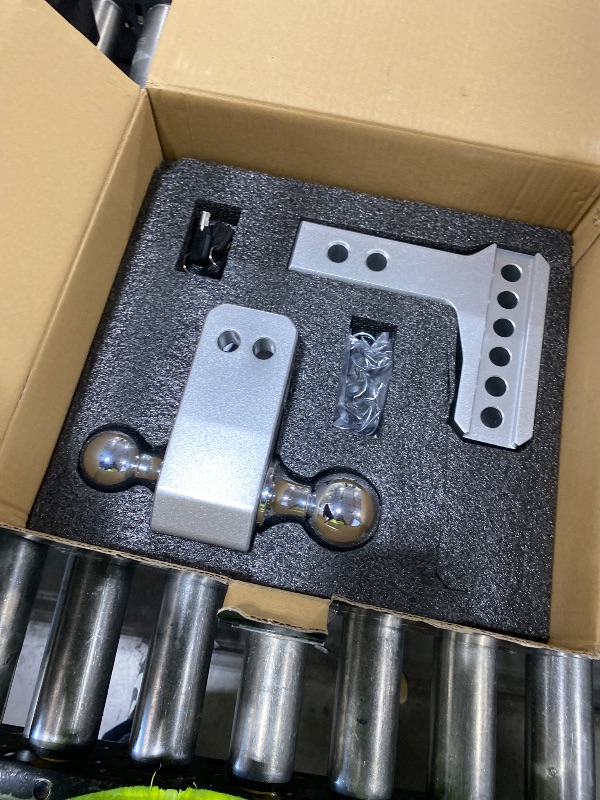 Photo 1 of METOWARE Adjustable Trailer Hitch - Aluminum Tow Hitch Fits 2-Inch Receiver - Heavy Duty Drop Hitch with 4-Inch Drop/Rise for Truck (14,000 LBS GTW), Double Stainless Steel Locks & Hitch Pin