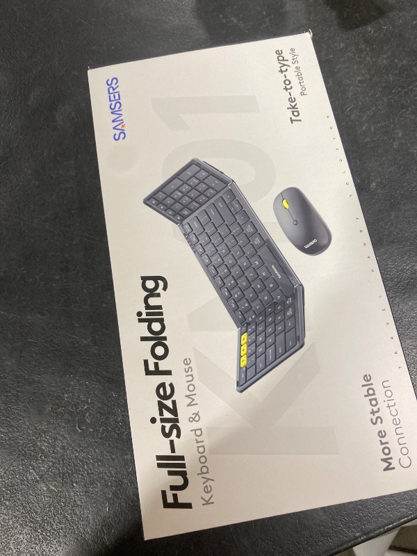 Photo 1 of Foldable Keyboard and Mouse, Samsers Folding Bluetooth Keyboard Combo, 2.4G + BT5.0 x 2, Full-Size Portable Travel Keyboard & USB-C Rechargeable Wireless Mouse for iOS Android Windows Mac OS
