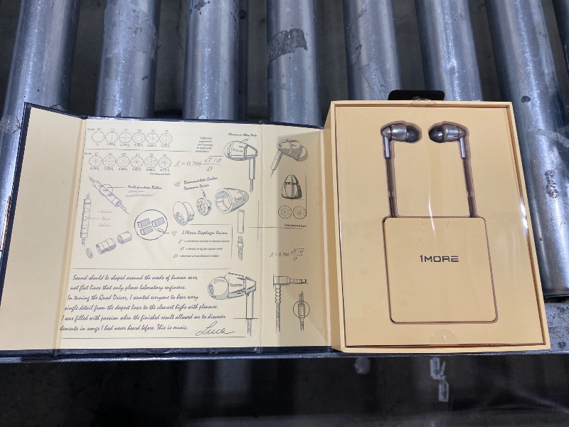 Photo 1 of 1MORE Quad Driver in-Ear Earphones Hi-Res High Fidelity Headphones Warm Bass, Spacious Reproduction, High Resolution, Mic in-Line Remote Smartphones/PC/Tablet - Silver/Gray