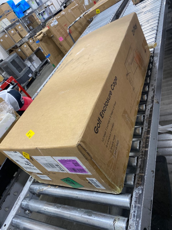 Photo 1 of Golf Simulator Enclosure for Home 10x8 ft Cage with HD Impact Sim Screen Two Shank Nets and Corner Foam Padding for Practice at Indoor Garage