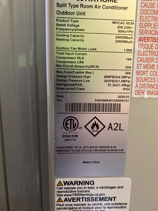 Photo 1 of YITAHOME 9000 BTU Mini Split Air Conditioner Heat Pump System, Wifi Enabled 19 SEER2 115V Inverter Ductless AC Cool Up to 450 Sq. Ft, Compatible with Alexa, Complete Installation Kit, White ( PARTCIAL ) 
