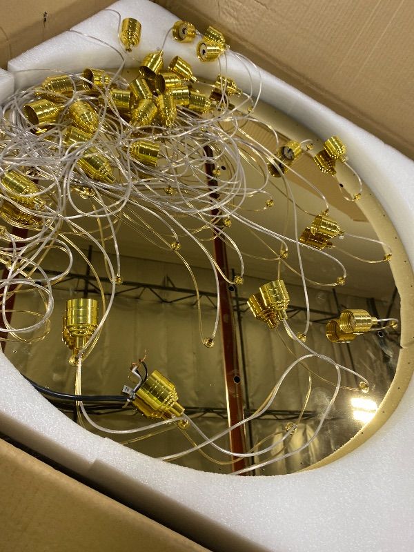 Photo 1 of Modern 30-Light LED Chandelier for Living Room, Dining Room & Entryway - Dimmable Spiral Crystal Gold Hanging Light Fixture