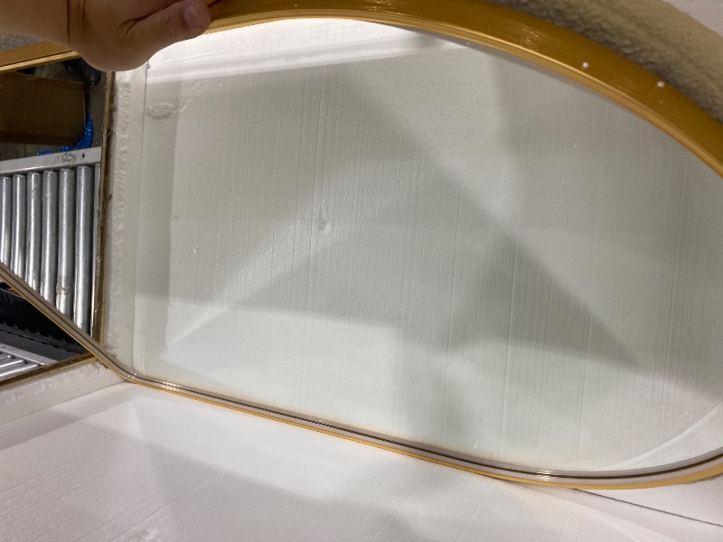 Photo 1 of Niccy Arched LED Bathroom Mirror, 48"x30" Gold Framed Arch Wall Lighted Mirrors, Arching Frontlit Vanity-Mirror with Memory Function for Bathroom Bedroom, Defogger and 3 Color, Explosion-Proof
