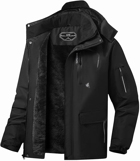 Photo 1 of ASPO Women's Ski Jacket Waterproof Winter Jacket Insulated Warm Fleece Lined Windproof Snow Coats with Hood Snowboarding (L)