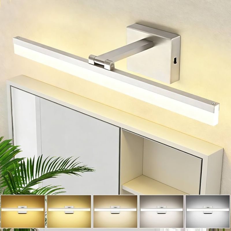 Photo 1 of SOLFART LED Vanity Lights Fixtures - 24 inch Brushed Nickel Retractable Modern Bathroom Light Fixture Over Mirror 5CCT