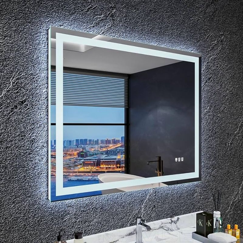Photo 1 of MAVISEVER LED Bathroom Mirror 40"x 32", Front Lit and Backlit LED Mirror with Lights,Stepless Dimmable,Anti-Fog, Shatter-Proof, Memory, 3 Colors Lighted Vanity Mirror (Horizontal/Vertical)