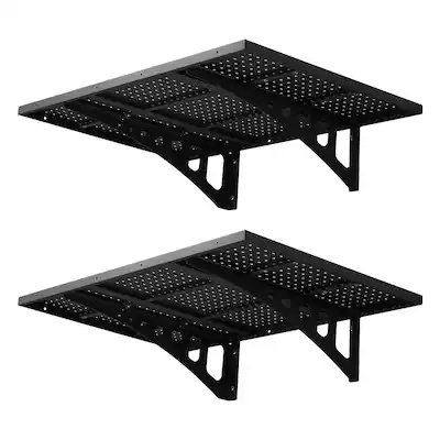 Photo 1 of VEVOR 2 Tier Heavy Duty Wall Garage Shelving, 2 x 3 ft Steel Wall Mounted Shelving Unit, 12 x 72 Inch Per Shelf Black 