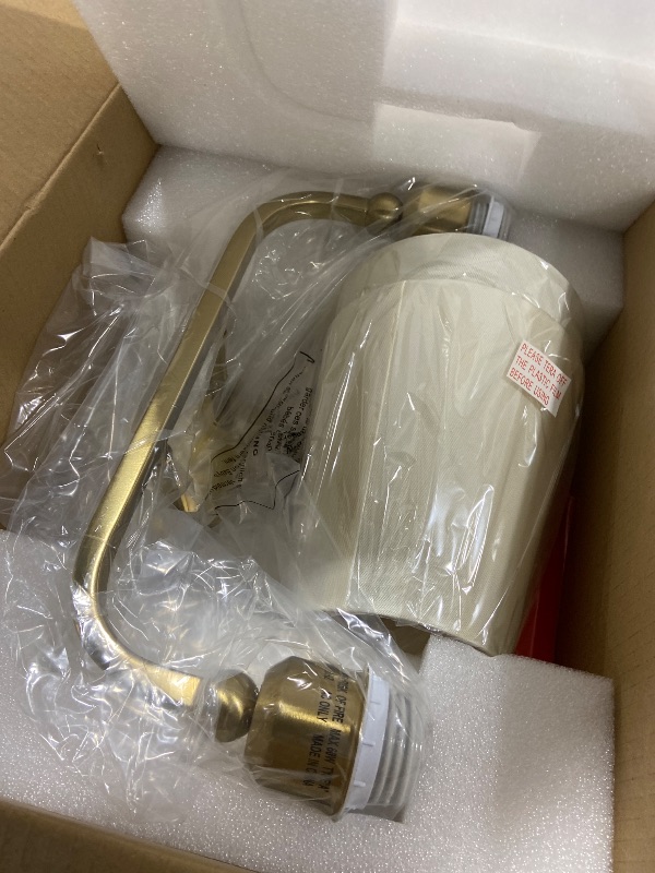 Photo 1 of METWET 2 Light Bathroom Light Fixtures, Brushed Gold Vanity Lights, Double Wall Sconce with Beige Fabric Shade, Modern Sconces Wall Lighting for Hallway Bedroom Stairway, VL837-BG-B-2