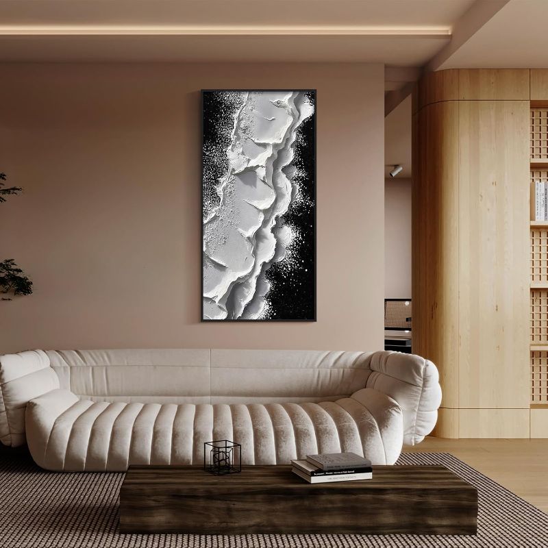 Photo 1 of YOOSART Black and white large abstract murals for living room decoration, canvas art wall decoration, bedroom painting murals, home office artworks (M4575) (M4575, 23.62"x45.67")