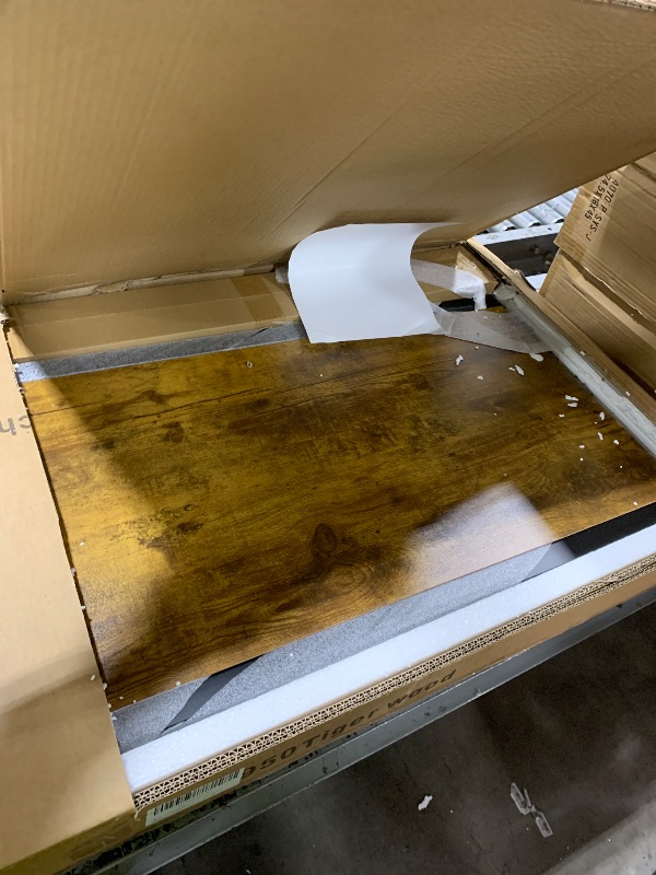 Photo 1 of Saifu Overbed Table with Wheels, Adjustable Height & Length Laptop Desk for Bed, King & Queen Size Beds Bed Table, Rolling Standing Desk, Over Bed Table for Working Reading Eating, Red Brown