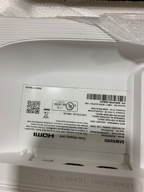 Photo 1 of Samsung 32” Smart Monitor M7 (M70F) 4K UHD Display, Samsung Vision AI, Smart TV Apps, Gaming Hub, USB-C, HDMI and USB-A, White, LS32FM703UNXZA, 2025