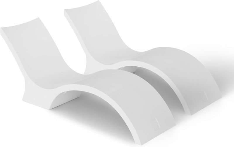 Photo 1 of Ledge Lounger - Signature Chaise Deep - Inside Pool & Sun Shelf Lounge Chair - Designed for Deep Shelves 10”-15” - Compatible with All Pool Types - Poolside & Sun Deck Tanning - Set of 2 - White
