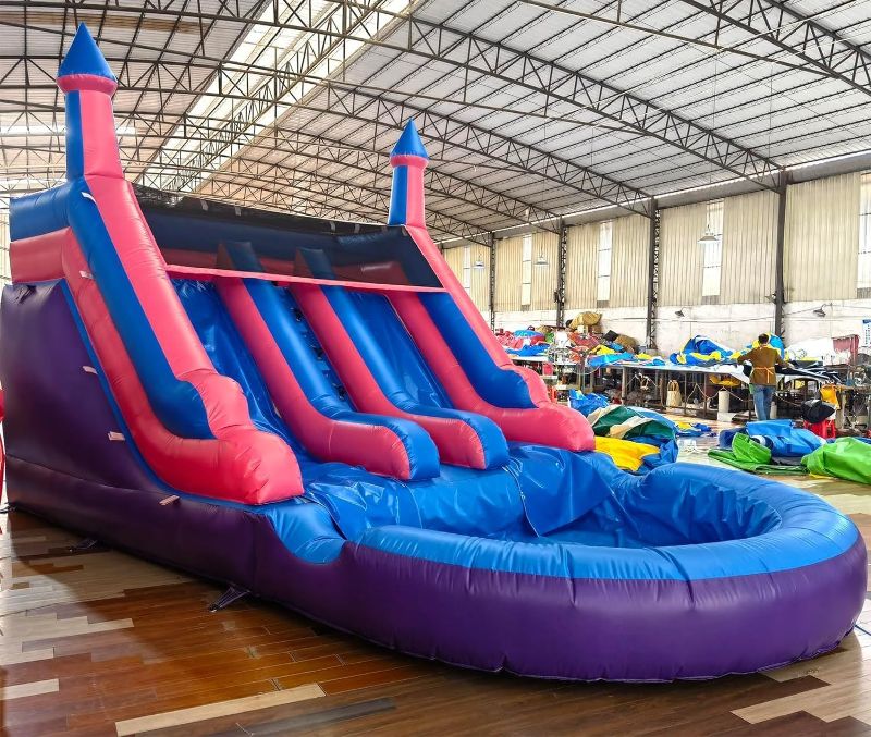 Photo 1 of 21FT(L) Commercial Grade Water Slide for Kids Adults, (Double Slide) (Heavy Duty Full PVC) (Big Airtight Splash Water Pool), 1100w Blower, Inflatable Waterslide for Backyard, Outdoor Park, 21x11x12ft
