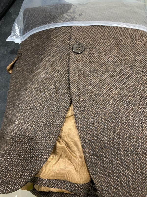 Photo 1 of Herringbone Tweed Retro Mens Suit Slim Fit 3 Pieces Suits Wedding Suit Set Prom Dress Tuxedo Wool Blend Jacket Blazer Vest Pants Dark Brown medium
