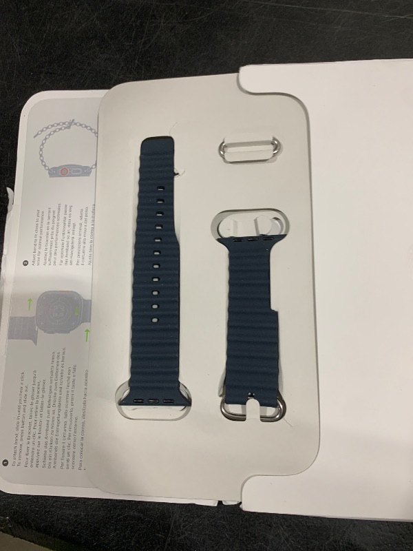 Photo 1 of Apple Watch Band - Ocean Band (49mm) - Navy with Natural Titanium Finish - Regular