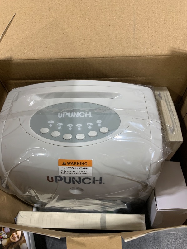 Photo 1 of uPunch HN2500 Calculating Time Clock Bundle for Small Business: Auto Align Employee Time Tracking System with 100 Time Cards, Ribbon, and Keys