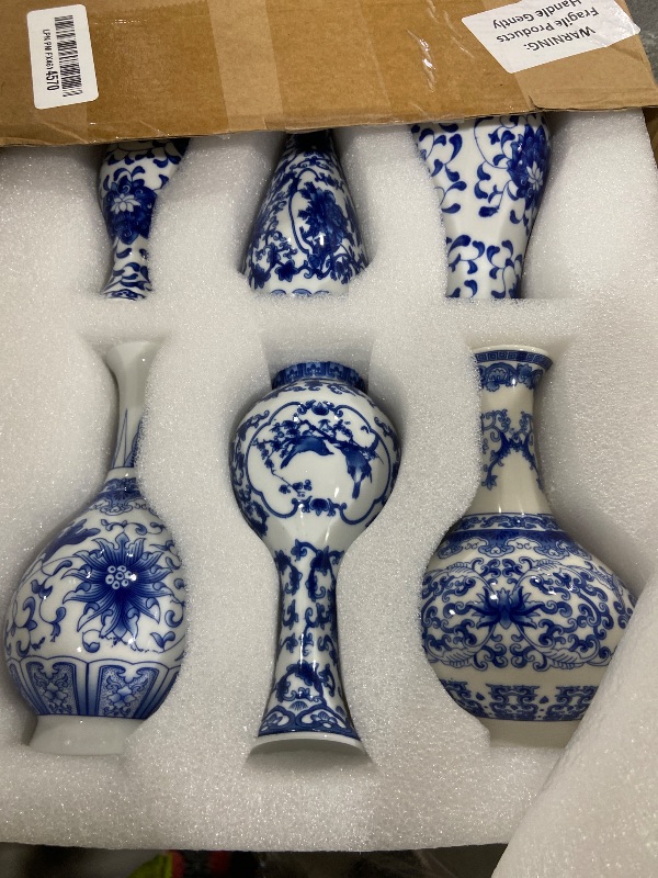 Photo 1 of Maxcheck 12 Pcs Small Blue and White Vase Mini Porcelain Chinoiserie Bud Vase Vintage Ceramic Oriental Handmade Chinese Flower Jardiniere for Home Office Shelf Table Centerpieces Decor(Classic)