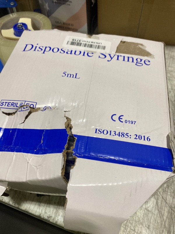 Photo 1 of 100 Pack Disposable 5ml/cc Lab Syringes with 22Ga 1.25 Inch Needle Luer Lock, Individually Sealed Packed