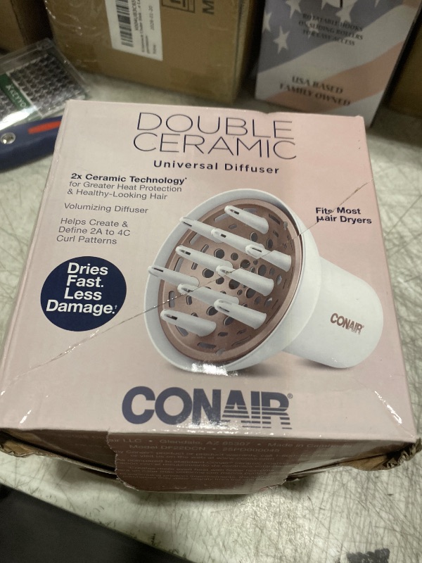 Photo 1 of Conair Double Ceramic Universal Diffuser Attachment for Hair Dryer, Volumizing Universal Blow Dryer Diffuser for Frizz-Free Curls, Fits Dryers with Nozzles from 1.75" to 2.1", White
