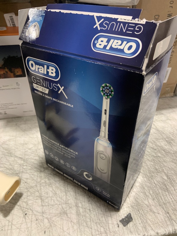 Photo 1 of Oral-B Genius X Limited Rechargeable Electric Toothbrush with 1 Replacement Brush Head, Travel Case, White