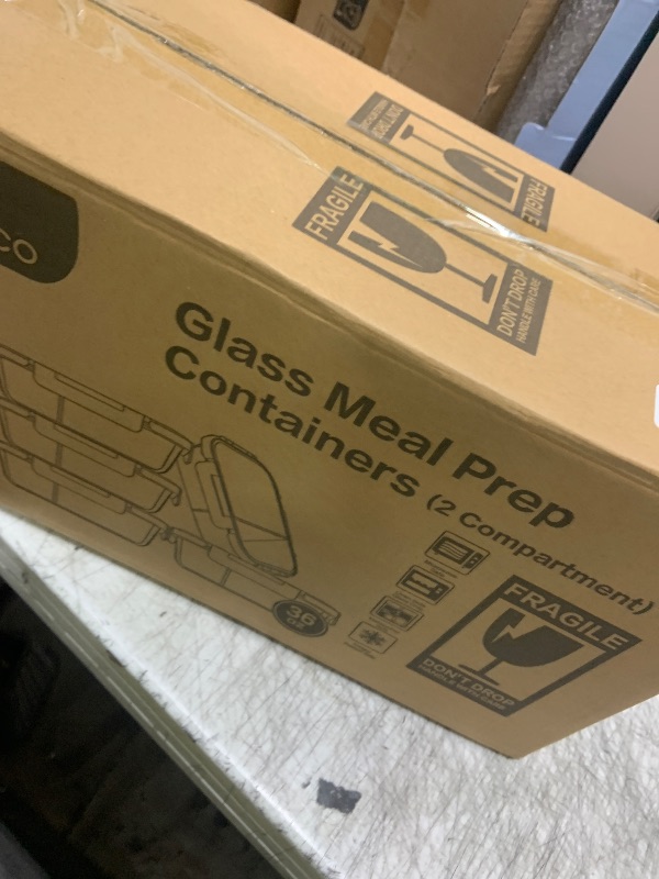 Photo 1 of [5-Pack,36 Oz]Glass Meal Prep Containers 2 Compartments Portion Control with Upgraded Snap Locking Lids Glass Food Storage Containers, Microwave, Oven, Freezer and Dishwasher (4.5 Cups, White)