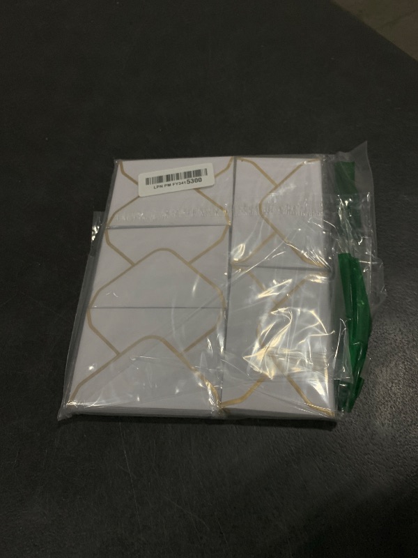 Photo 1 of 100 Pieces Mini Gift Card Envelopes Colorful V Flap Small Envelopes with Gold Border for Blank Note Cards, Business Gift Cards (White, 4 x 2.7 Inches)