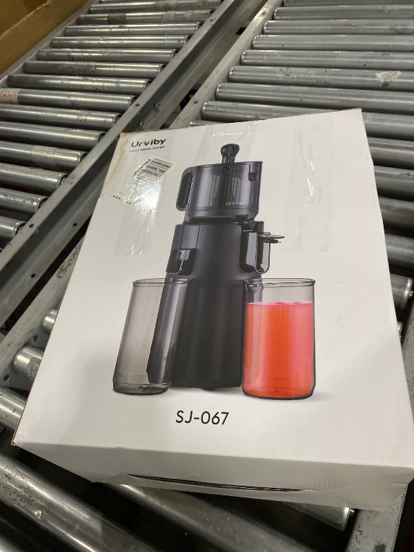 Photo 1 of URVIBY Juicer Machines, 5.3" Large Feed Chute Cold Press Juicer with Double Press Technology, 400W Motor, High Juice Yield, Easy to Clean, Masticating Juicer for Whole Vegetables & Fruits, Dark Black