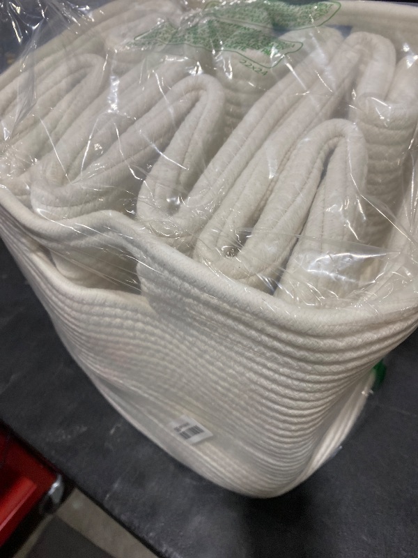Photo 1 of UBBCARE Set of 4 Cotton Rope Basket 13 X 13 X 13 Inches, Woven Storage Baskets for Shelves, Organizing with Handles, Cube Storage Bins for Storage Books, Magazines, White