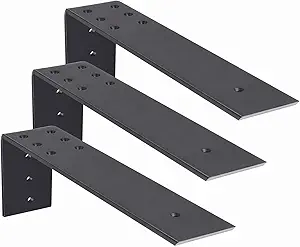 Photo 1 of WEKIS 10 Inch Countertop Support Bracket, 3 Pack Solid Iron Steel Heavy Duty Hidden Floating L Shelf Brackets 1/4 Inch Thick, Shelving Support Metal Hardware for Mantel Granite Countertop