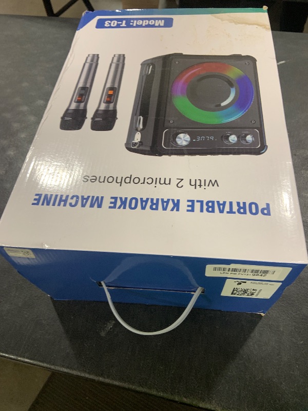 Photo 1 of VOSOCO Karaoke Machine with 2 Wireless Microphones, Portable Bluetooth Speaker for Adults Kids, PA Systems Support TWS Echo Adjust TF USB AUX for Home Party Outdoor Travel