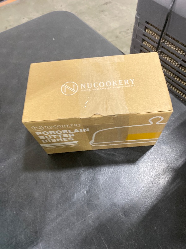 Photo 1 of Nucookery Ceramic Butter Dish with Lid | Raised Legs and Non-Slip Strip Design | Porcelain Health | Dishwasher Safe, Lake Blue