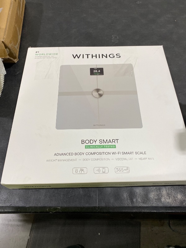 Photo 1 of WITHINGS Body Smart - Accurate Scale for Body Weight and Fat Percentage, Body Composition Wi-Fi and Bluetooth Weight Scale, Baby Weight Scale, Smart Scale Apple Health Compatible, Bathroom Scale
