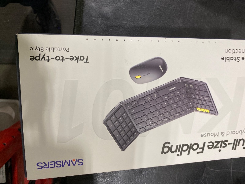 Photo 1 of Foldable Keyboard and Mouse, Samsers Folding Bluetooth Keyboard Combo, 2.4G + BT5.0 x 2, Full-Size Portable Travel Keyboard & Rechargeable Wireless Mouse for Windows Android iOS Mac OS, Gray Black