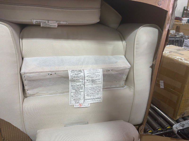Photo 1 of Babyletto Kiwi Recliner and Swivel Glider in Performance Cream Eco-Weave, GREENGUARD Gold Certified, Manual Recline, Water Repellant + Stain Resistant Fabrics 