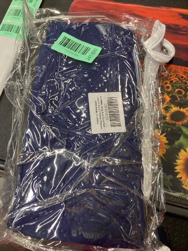 Photo 1 of **NO BEDSPREAD-PILLOW CASES ONLY***FLYMME King Size Quilt Set - Soft Navy Blue Quilts Lightweight Microfiber Bedspread - Classic Basket Weave Pattern Bedspreads Coverlet 3 Pieces for All-Season (1 Quilt, 2 Pillow Shams)