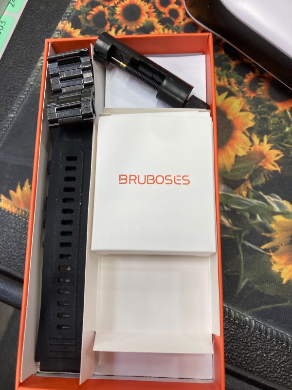 Photo 1 of **Missing the charger***BRUBOSES Smart Watches for Men,Military Rugged Men Smartwatch, Stainless Steel Body, IP68 Waterproof, 30-Day Long Standby, Answer/Make Call, 1.43" HD Screen, Compatible for Android iOS(2 Bands)