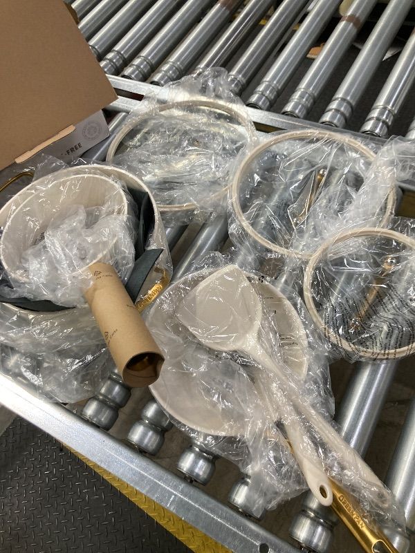 Photo 1 of ***MISSING PIECES -SELLING AS INCOMPLETE SET ONLY*** GreenPan Nonstick Reserve Pro Cookware Set, NSF Certified Ceramic, Hard Anodized PFAS-Free Pots & Pans Set with Lids, Stainless Steel Handles, Oven & Dishwasher Safe, Cream White ***SOME SMALL COLOR CH