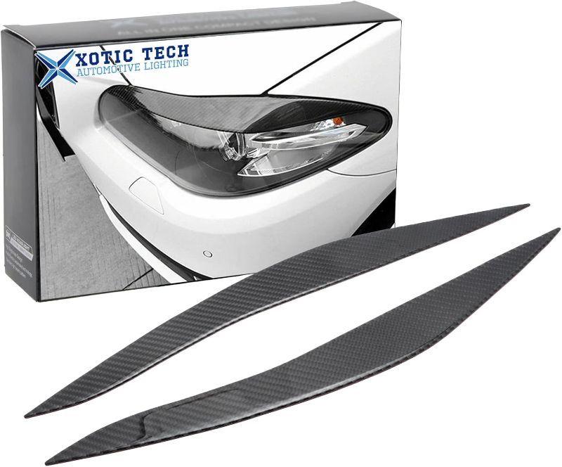 Photo 1 of  xotic tech Headlight Eyebrows Eyelid Trim Sticker Carbon Fiber Compatible with BMW F10 5 Series 2010-2016 (Will NOT FIT GT Model)
