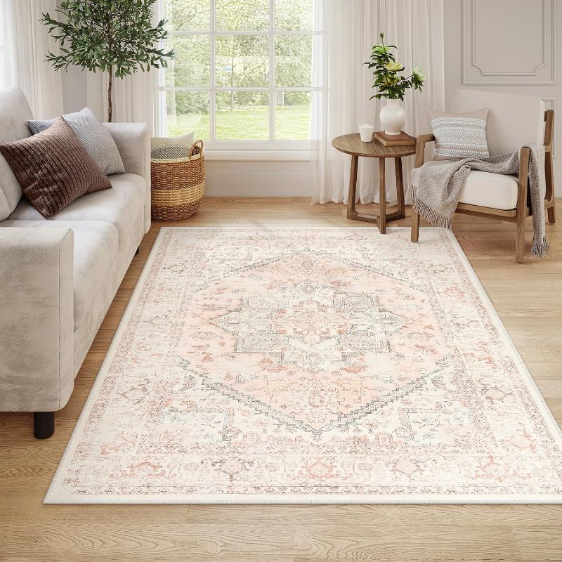 Photo 1 of Rugs for Bedroom, Soft Floral Area Rug for Girls Nursery Room, Low-Pile Non-Shedding