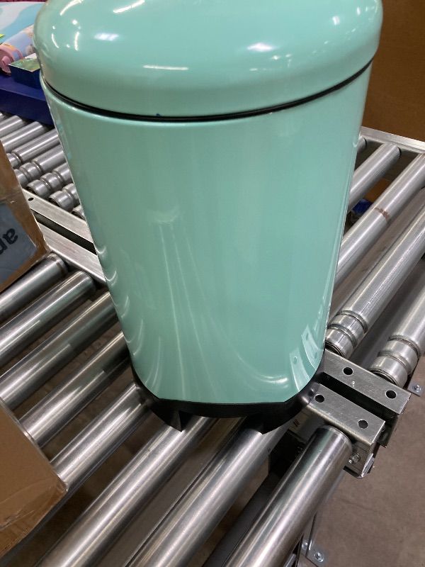 Photo 1 of ***DAMAGE-FOOT PEDAL BROKEN -SELLING AS IS *** mingol Mint Green Trash Can with Lid, Turquoise Bathroom Bedroom Waste Basket Soft Close, Small Teal Garbage Can, Retro Vintage Home Office Trash Can, 12 Liter/3 Gallon, Glossy Mint Green