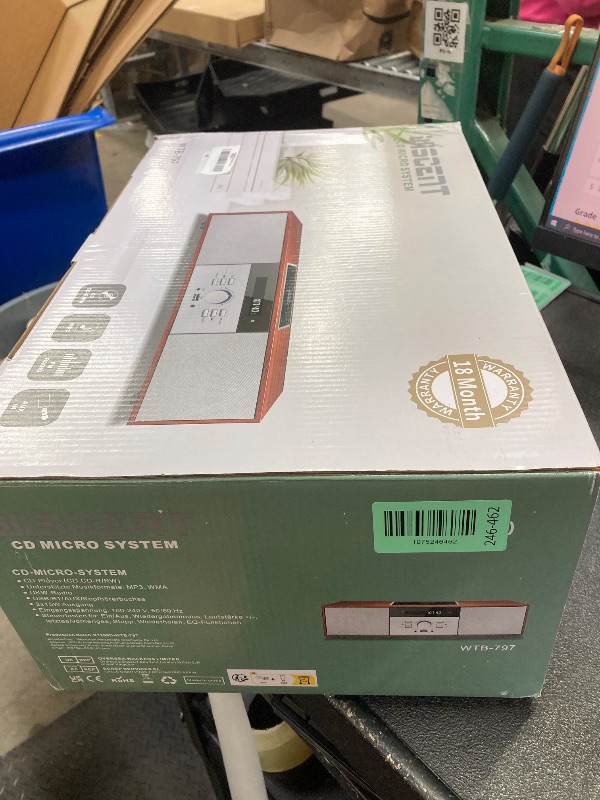 Photo 1 of ***Missing Remote Control, Electrical Plug & Connectors***Nostalgic Bluetooth Stereo System for Home, WISCENT Vintage Micro HiFi Systems CD Player,with Bluetooth Audio Streaming,FM Radio,USB Port,Aux-in,Earphone Port (Brown)***Missing Remote Control, Elec