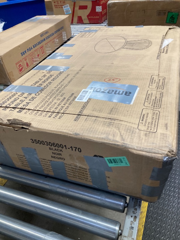 Photo 1 of ***DAMAGE -SOME SCUFFS/SCRATCHES -SELLING AS IS *** Plank+Beam Lido Round Dining Table, 38", Wooden, Pedestal, Minimalist Kitchen Table for 4 for Dining Room, Black