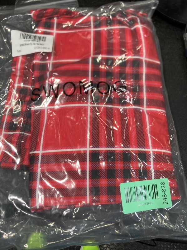 Photo 1 of **pants only**SWOMOG Womens Pajamas Set Long Sleeve Sleepwear Button Down Nightwear 2 Piece Loungewear Soft Pjs with Pockets S-XXL Black Red Black Plaid Medium