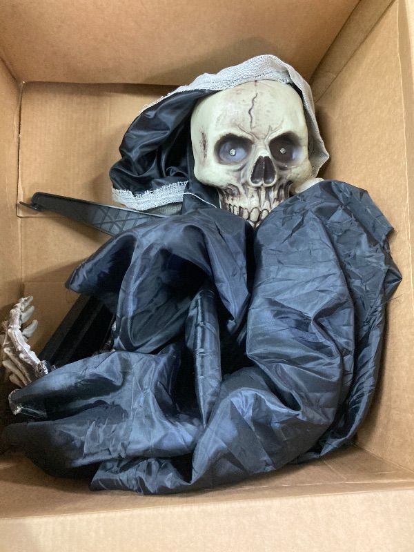 Photo 1 of ***DAMAGED -SELLING AS PARTS ONLY*** Halloween Decorations Outdoor, 6 Ft Large Animated Grim Reaper with Big Chain,Sound & Touch Activated with Creepy Sound - Scary Props House Decor for Garden Yard Lawn Indoor Decoration Animatronics***DAMAGED -SELLING A
